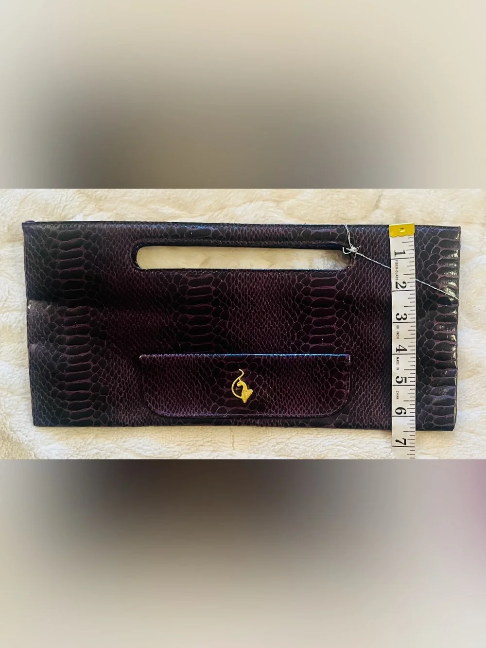 Vintage Y2K Baby Phat dark purple/plum faux snakeskin leather rectangular clutch